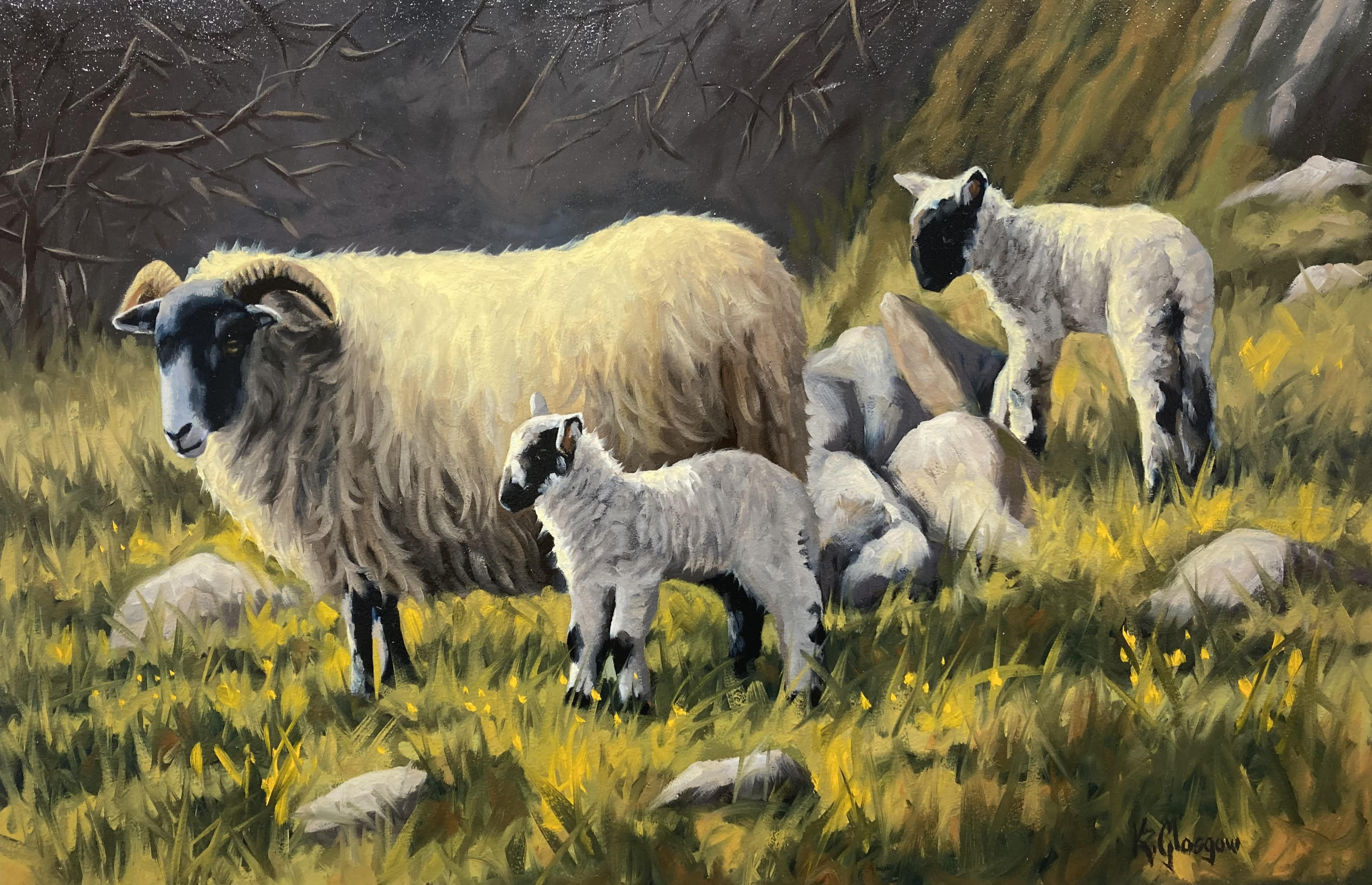 Ewe and Lambs I by Keith Glasgow