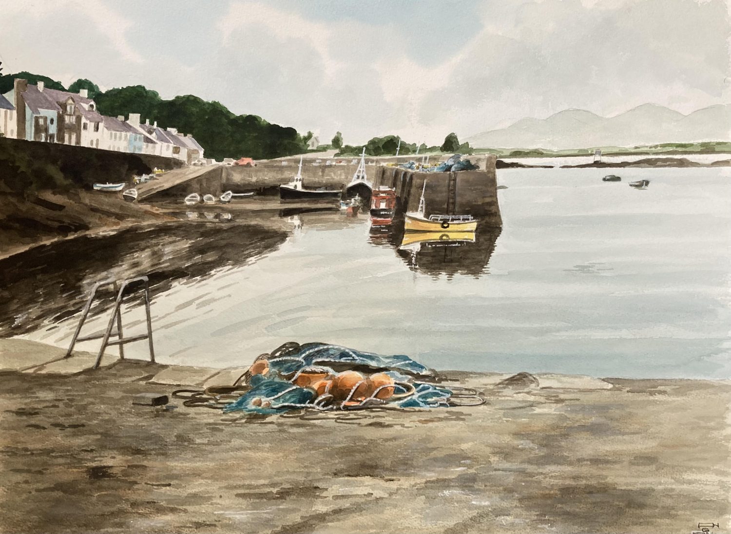 Fishing Nets on Roundstone Pier by Arnold Gardiner