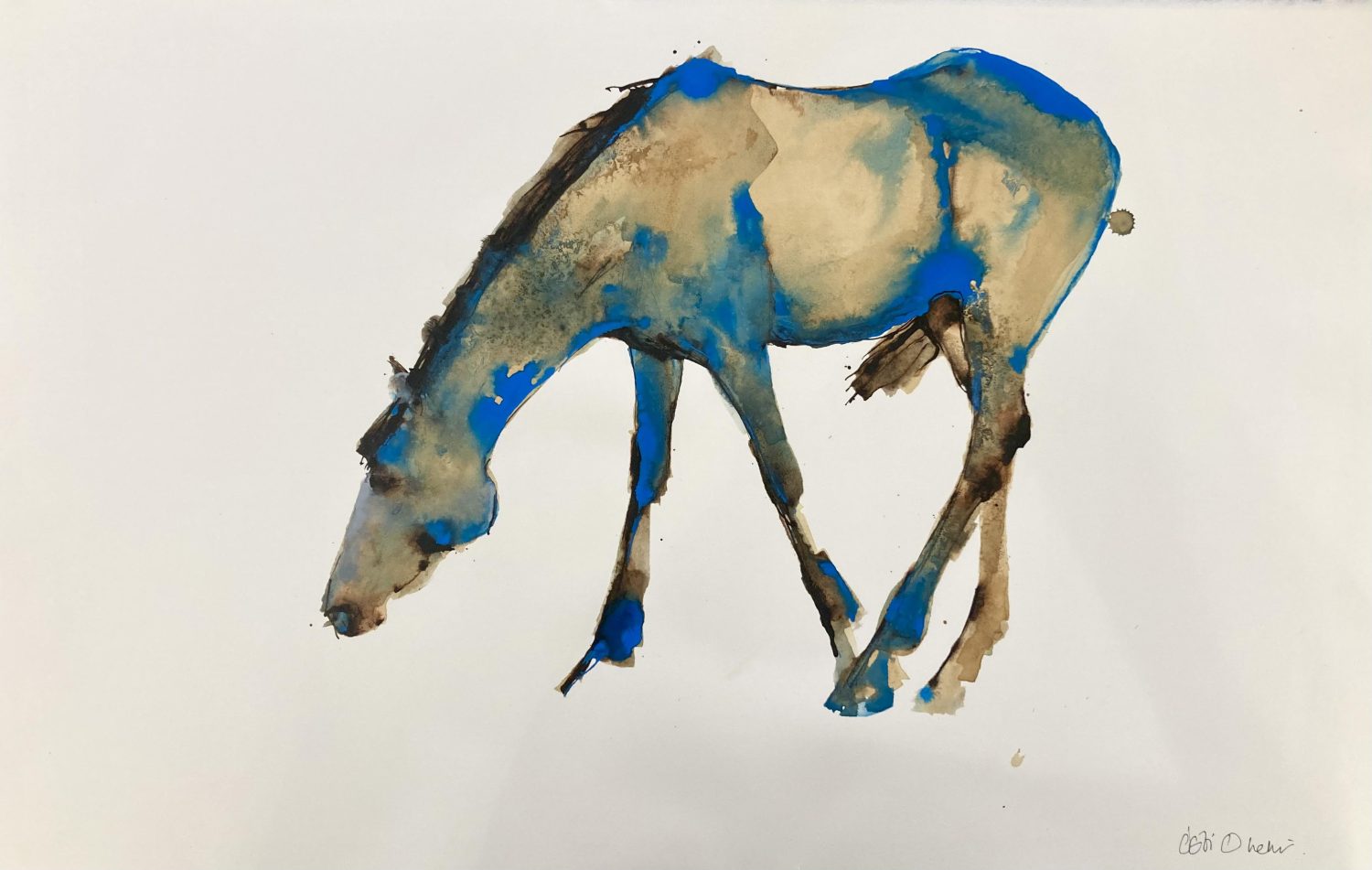 Blue Sepia Horse by Debi O'Hehir