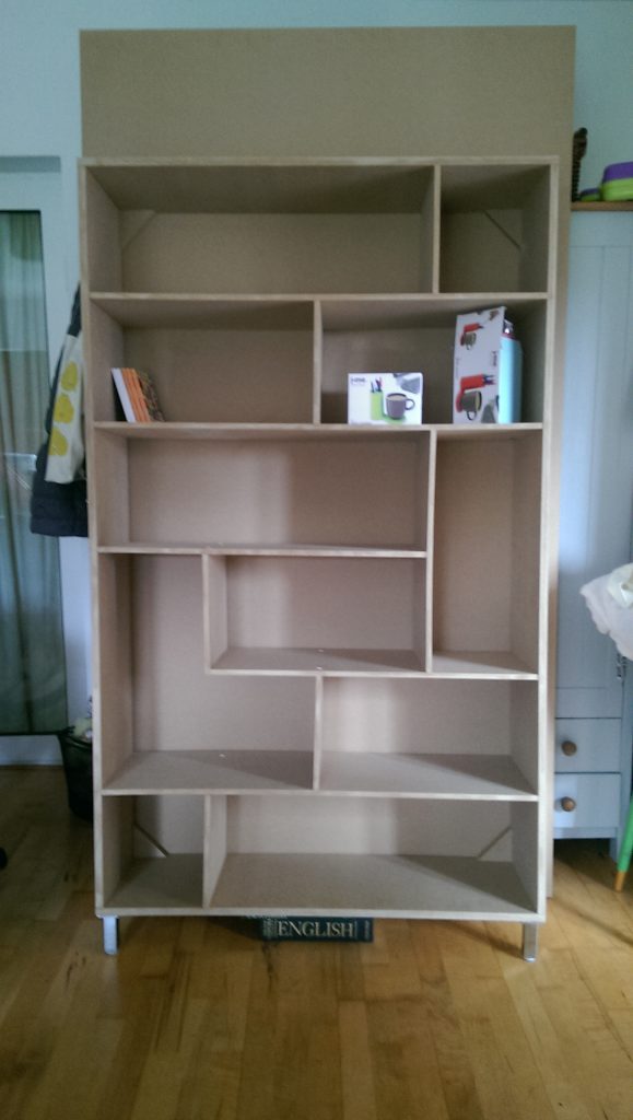 Gallery shelving unit in the raw