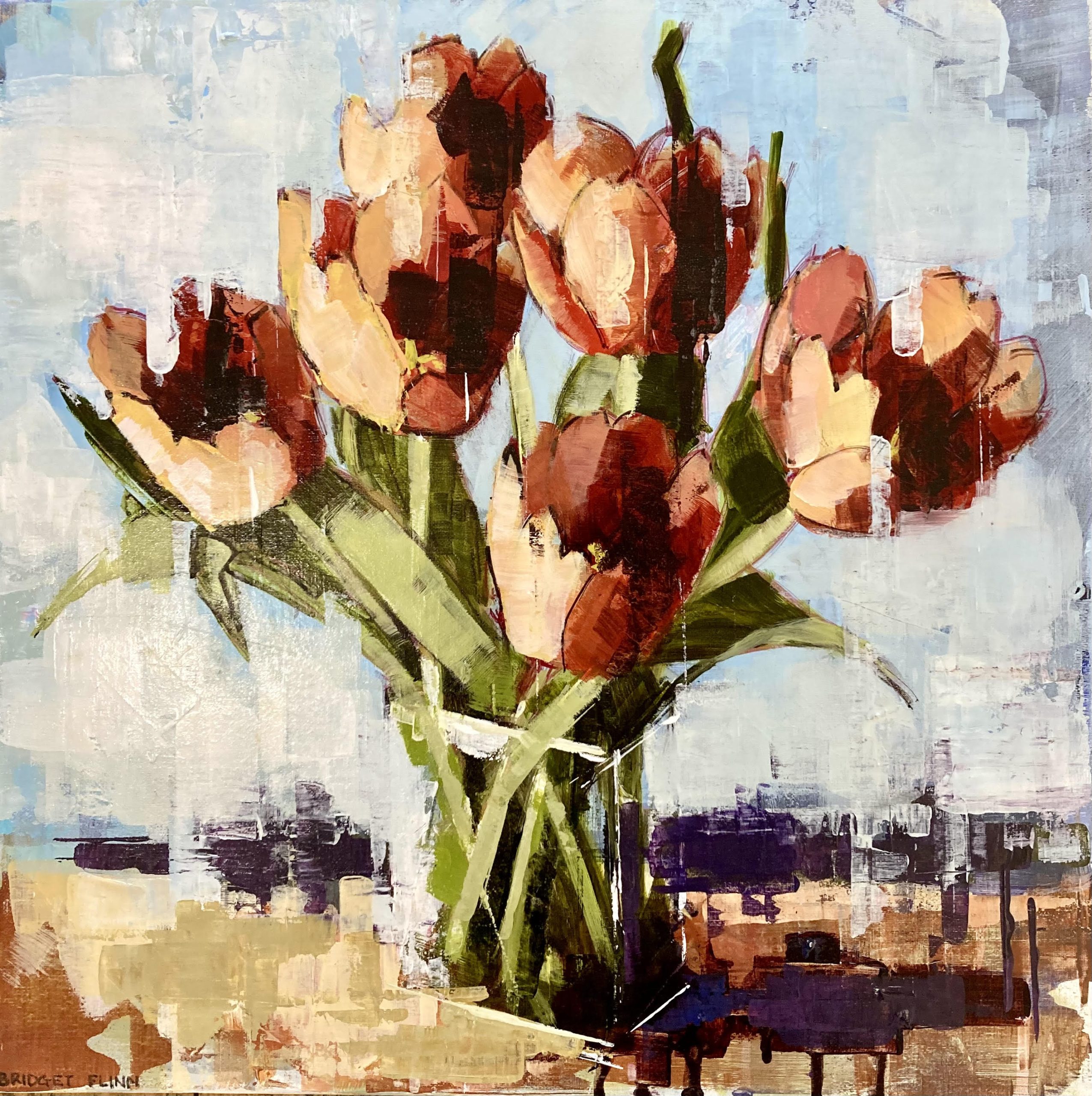 Cheerful Orange Tulips by Bridget Flinn