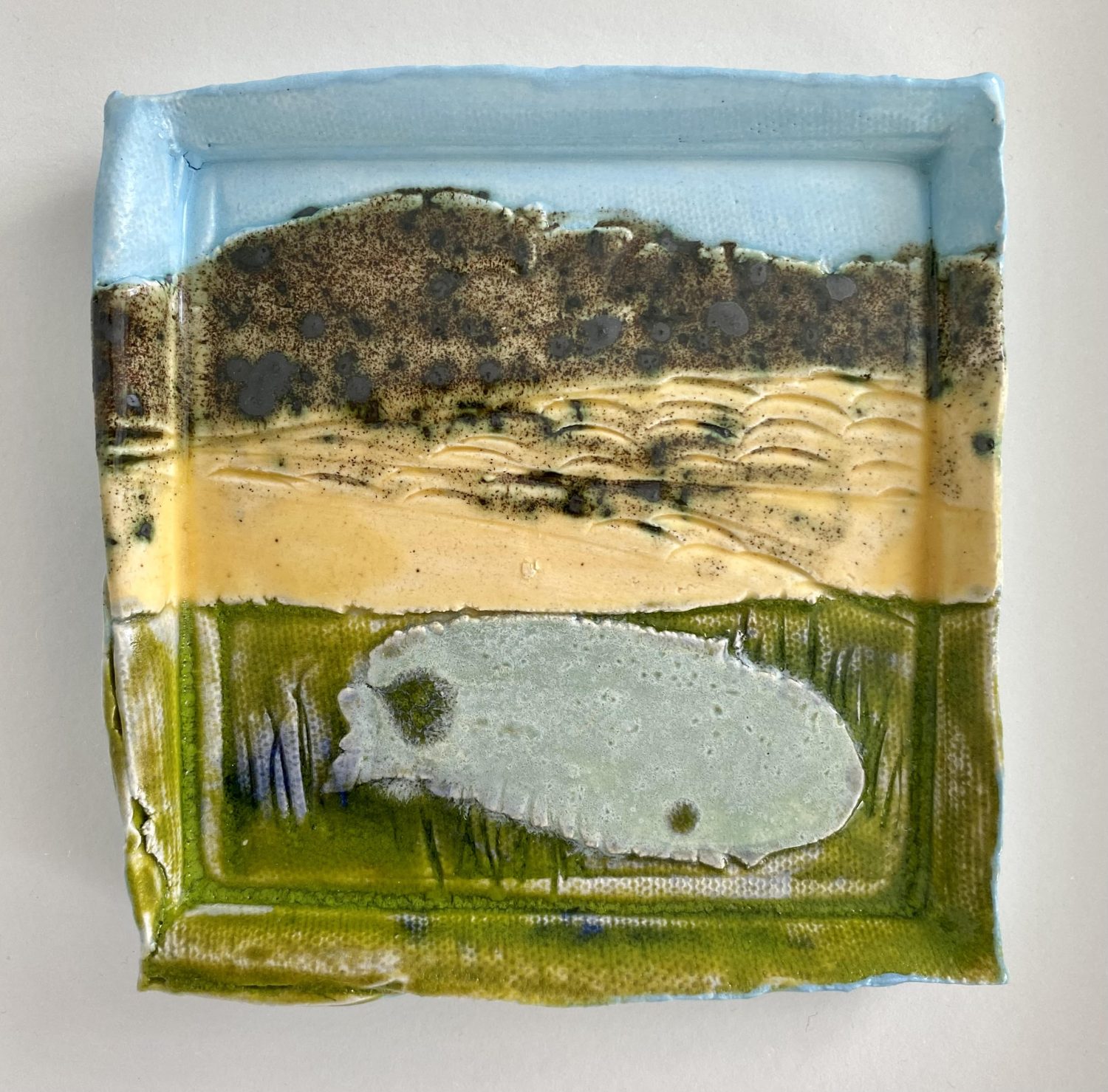 Framed ceramic landscape by Deborah Watkins