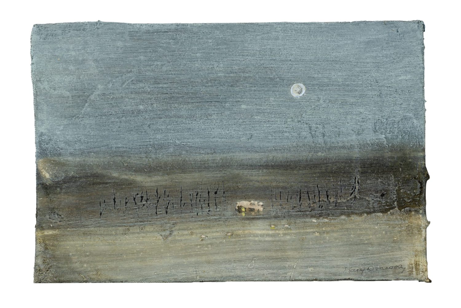 Muted moonlit landscape in pale colours by Mary Donnelly