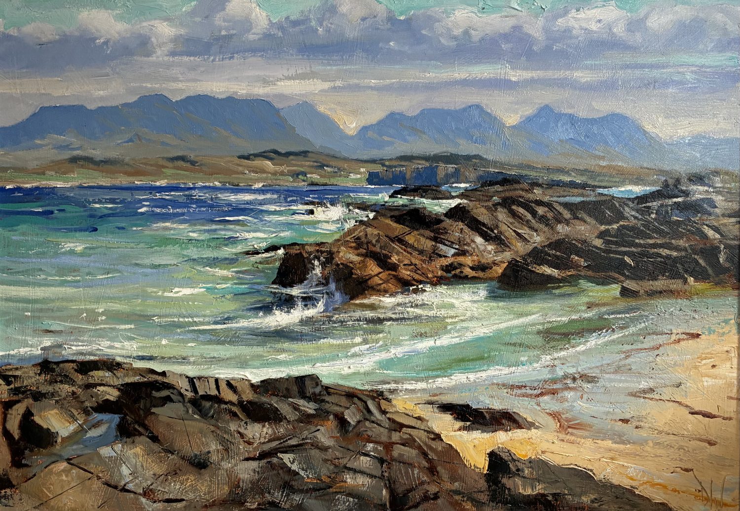 Oil painting of Connemara coastline at Mannin