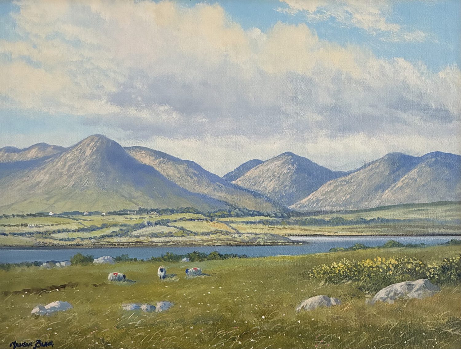 Pastoral painting of Inishnee by Manson Blair