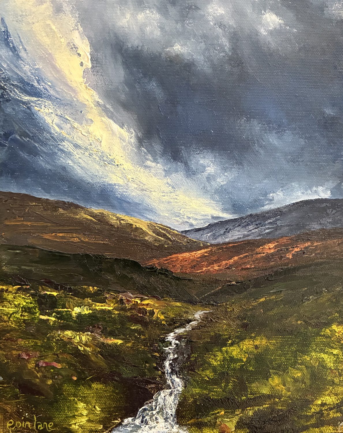 Dramatic landscape with cottage by Eoin Lane