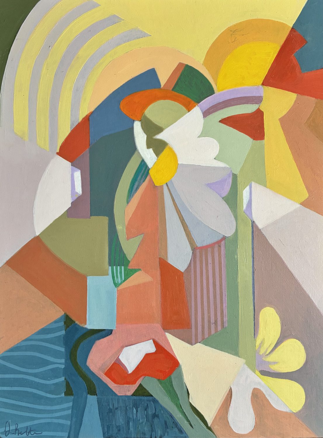 Cubist still life in pastel colours
