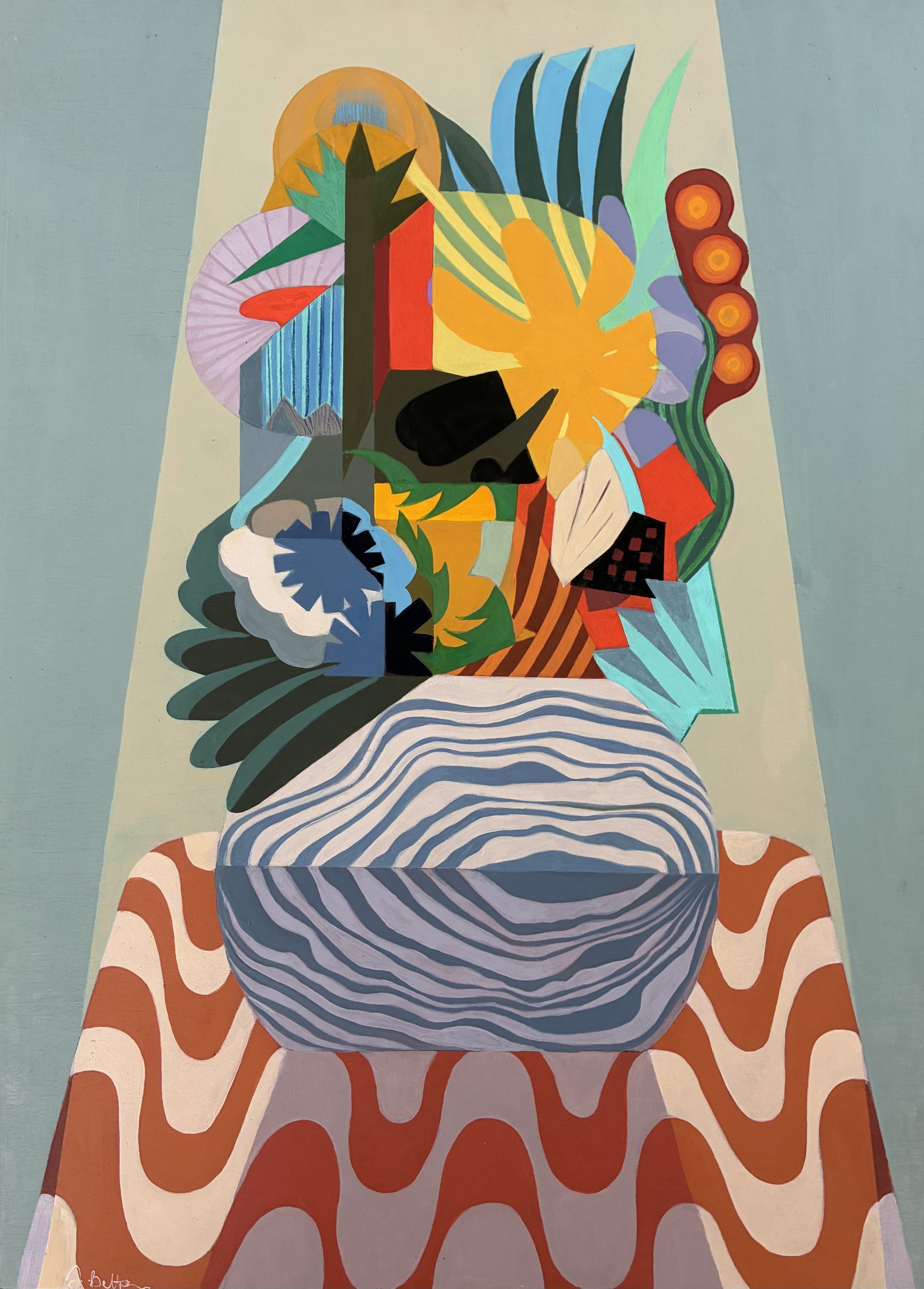 Cubist style oil painting by Jenny Belton